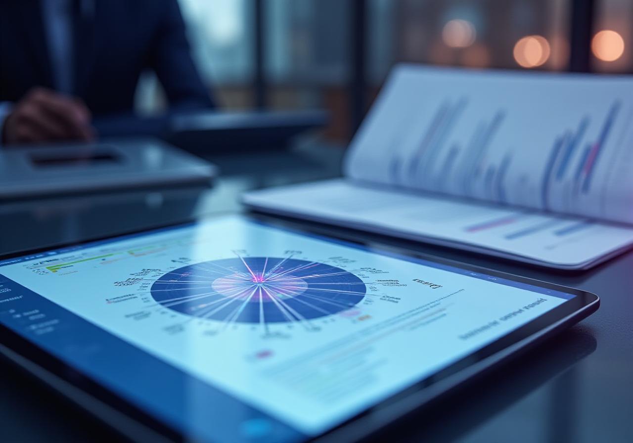 Close up of legal contract and digital workforce dashboard